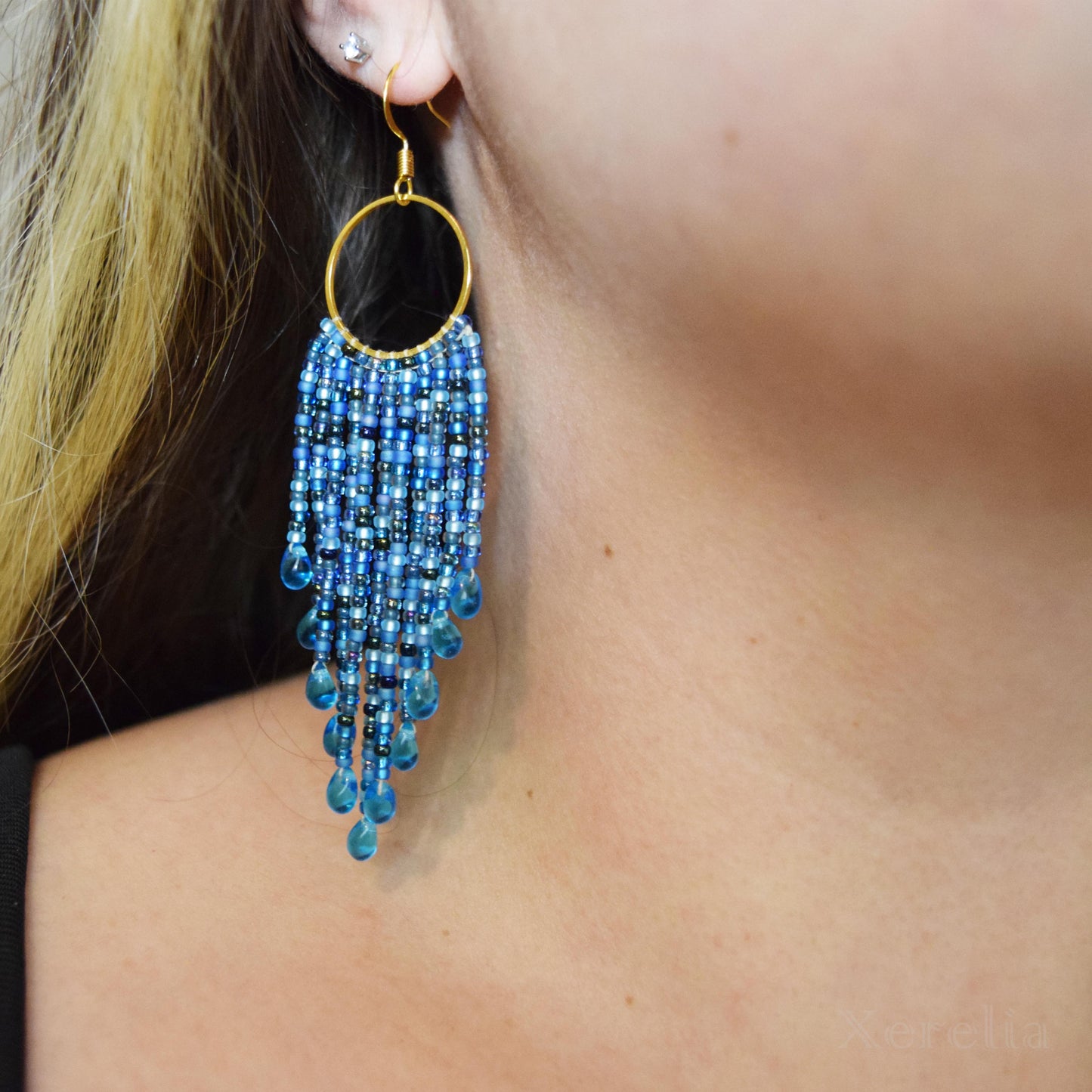 Deep Blue Sea Fringe Earrings