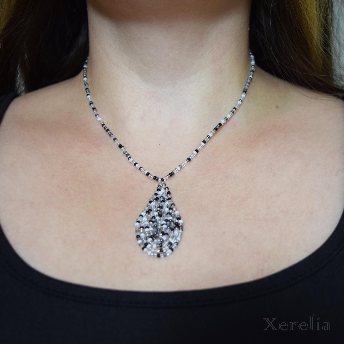 Salt and Pepper Fringe Necklace