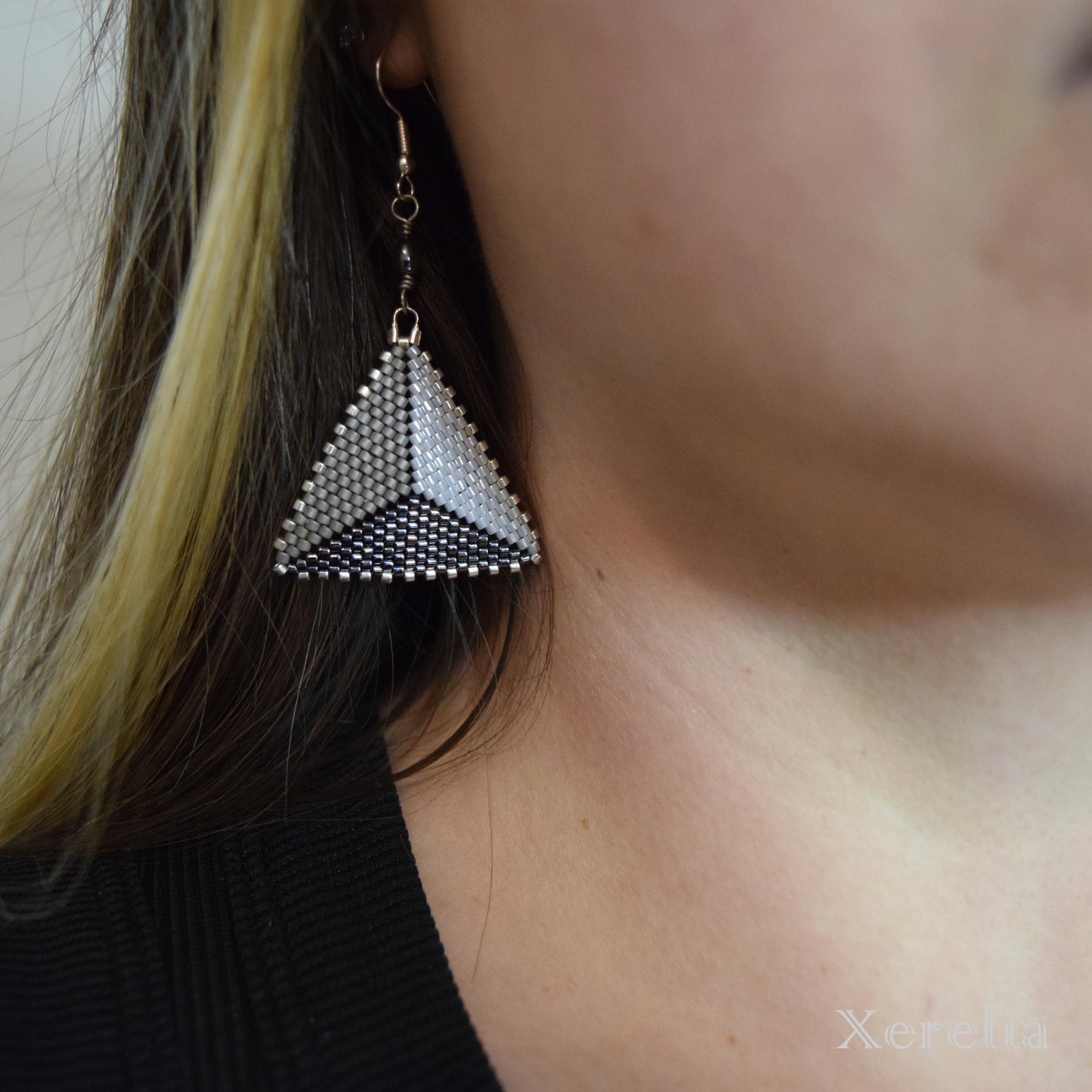 Gunmetal Triangle Earrings