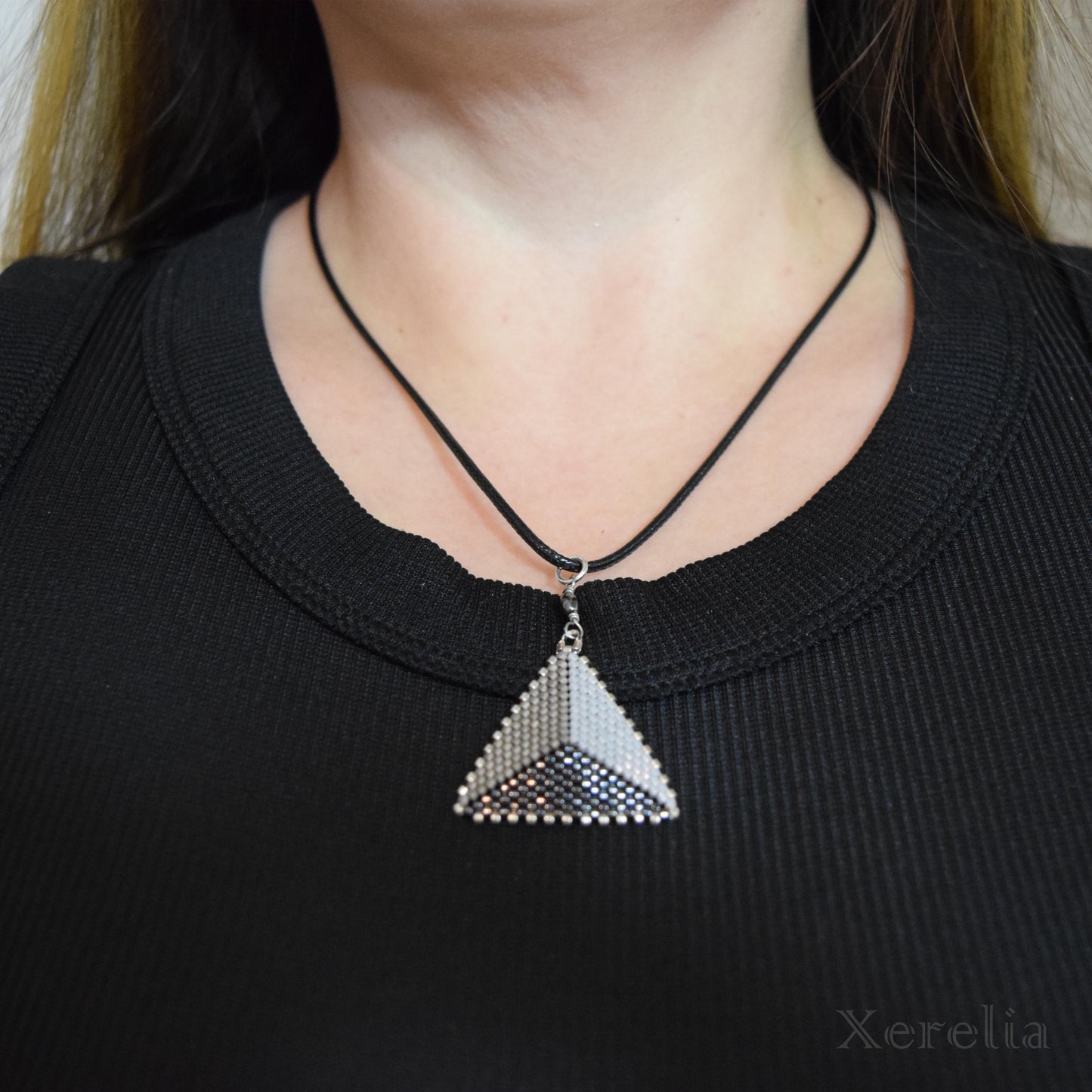 Gunmetal Triangle Necklace