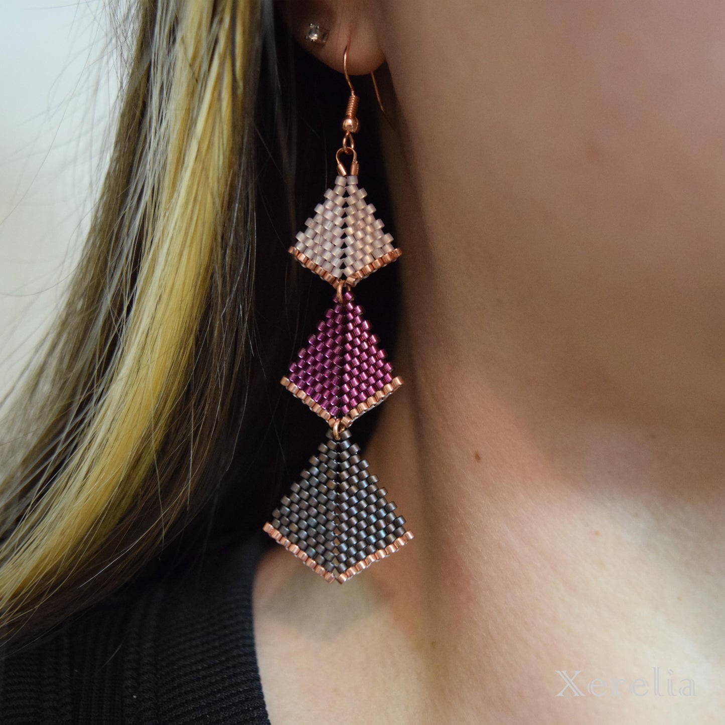 Purple Arrow Tip Earrings