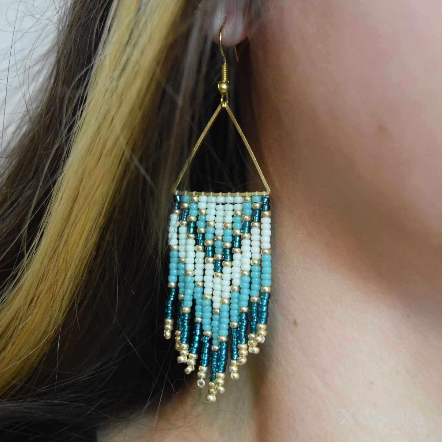 Indian Blue Fringe Earrings