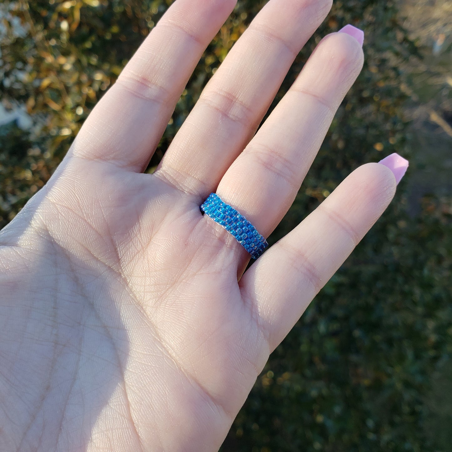 Cyan Blue AB Bubble Ring