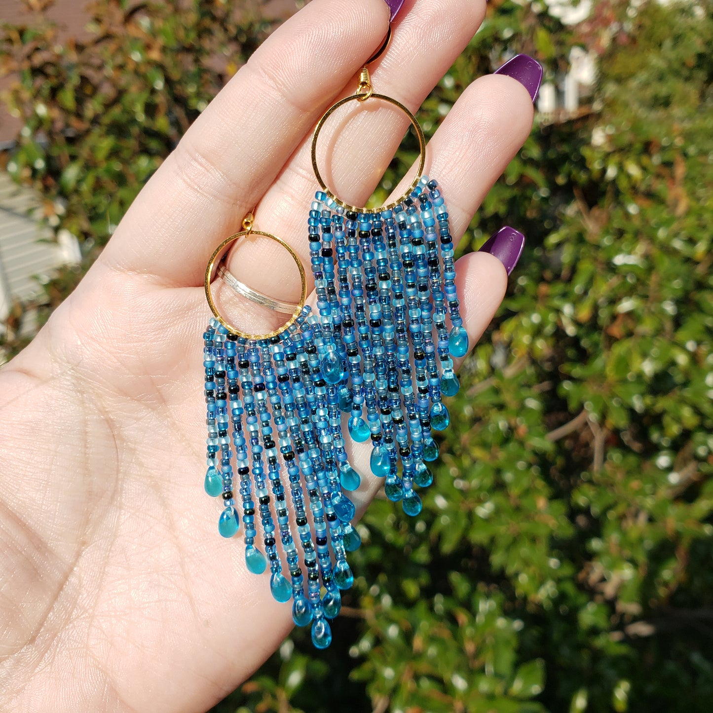 Deep Blue Sea Fringe Earrings