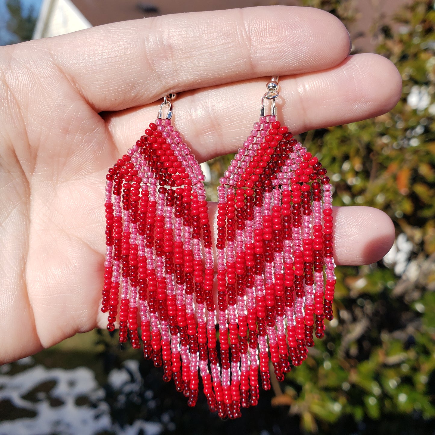 Valentine Stripe Fringe Earrings