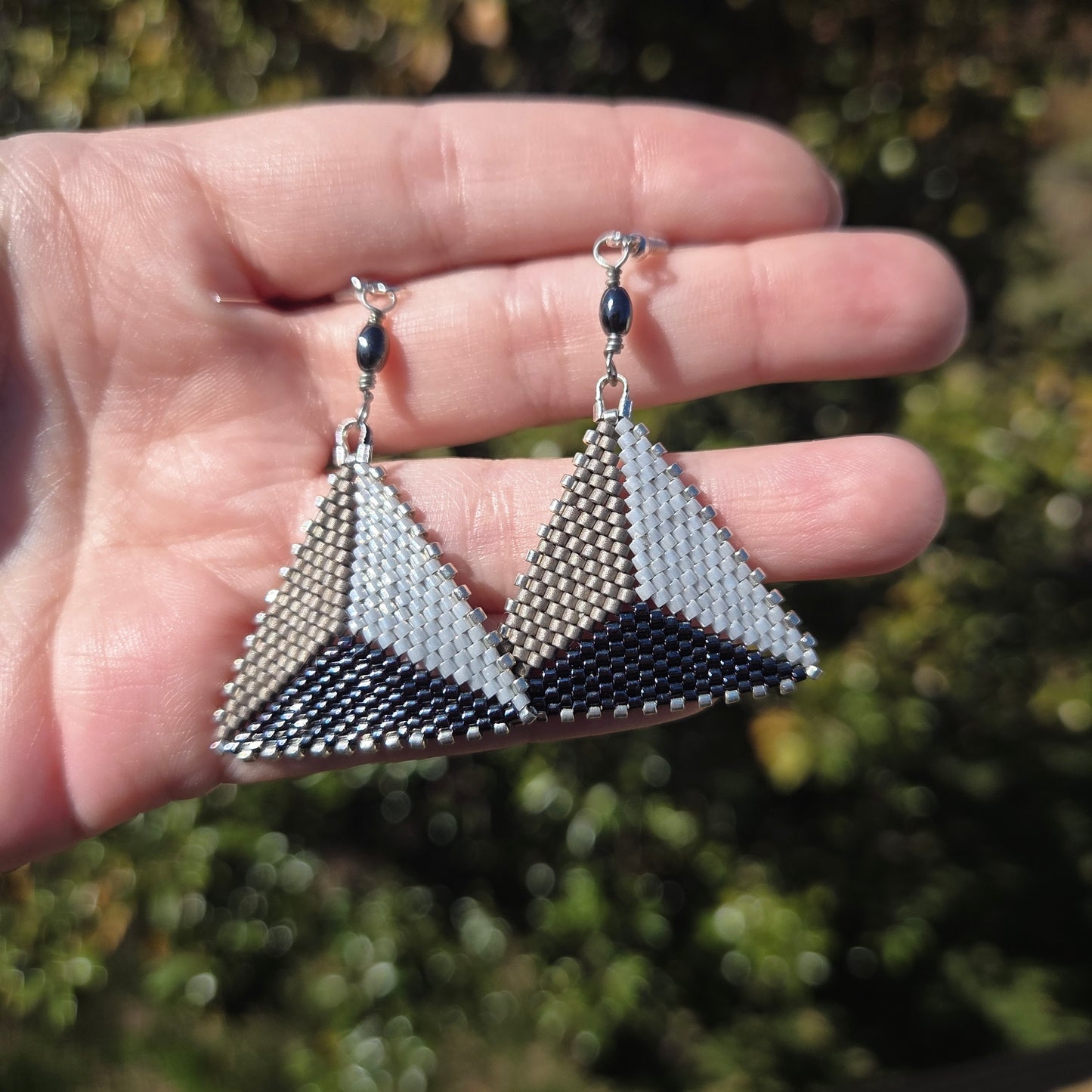 Gunmetal Triangle Earrings
