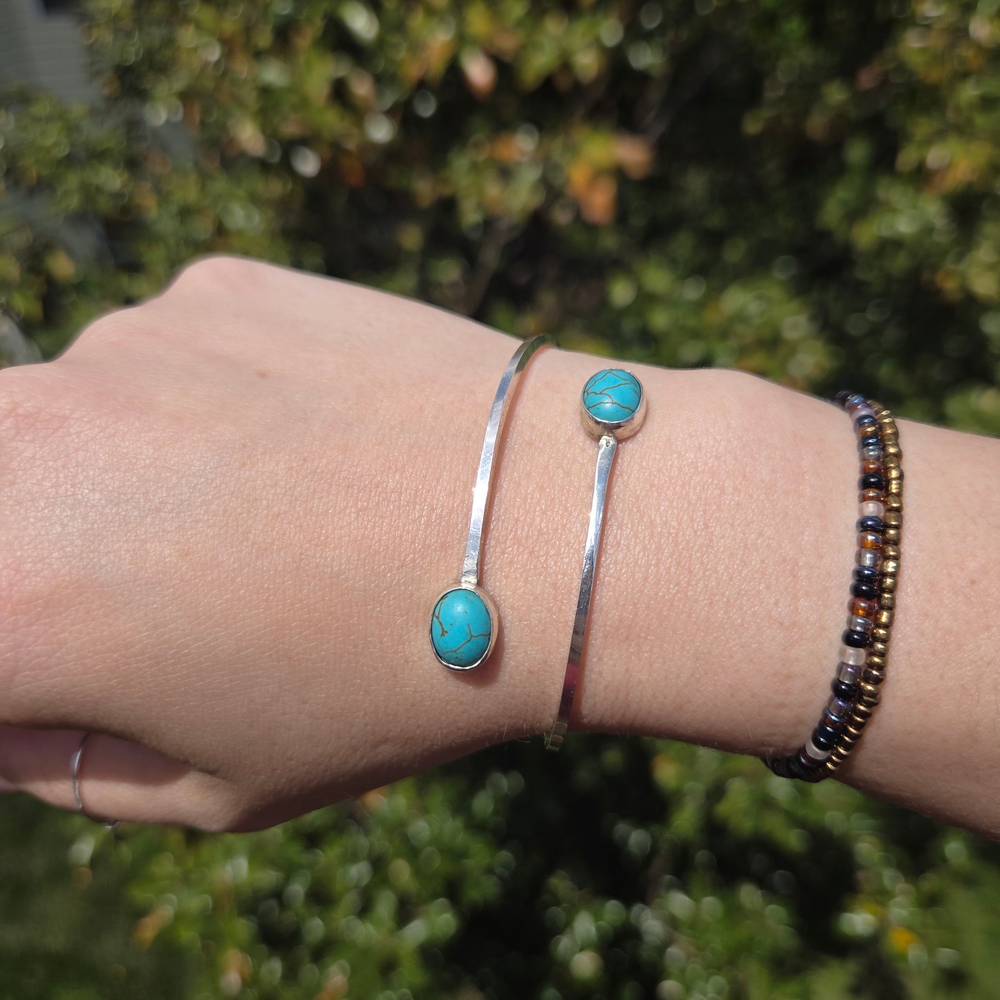 Adjustable Offset Bangle (Turquoise)