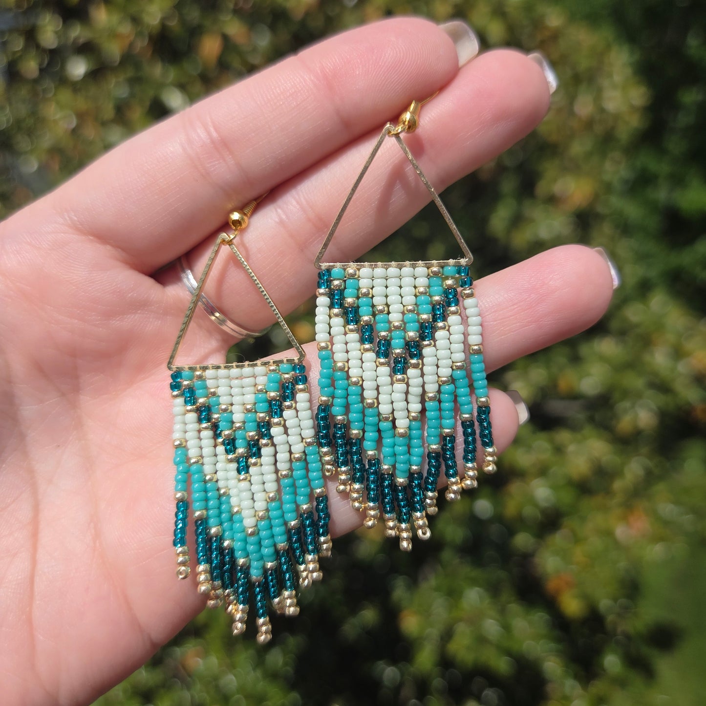 Indian Blue Fringe Earrings