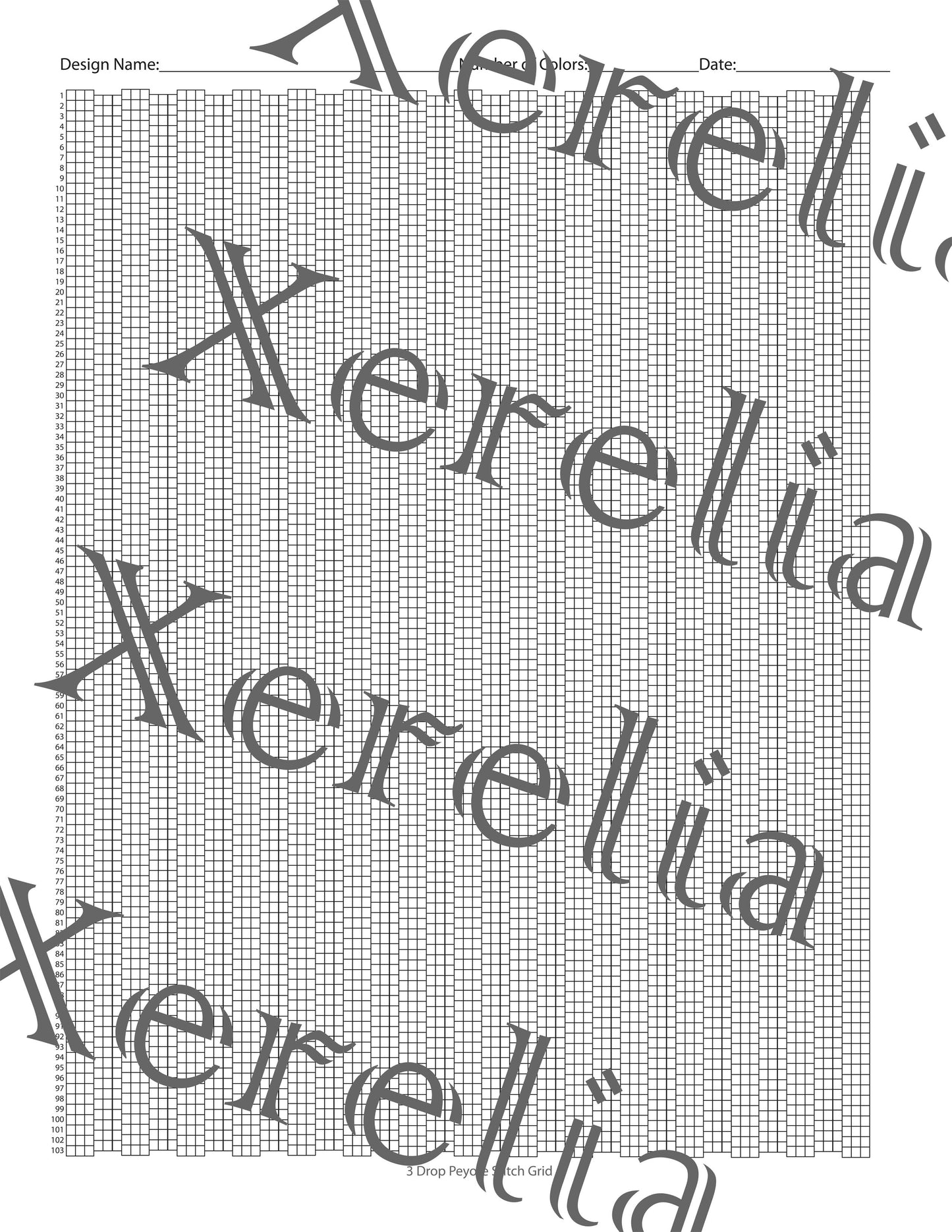 PDF 3 Drop Peyote Stitch Blank Grid
