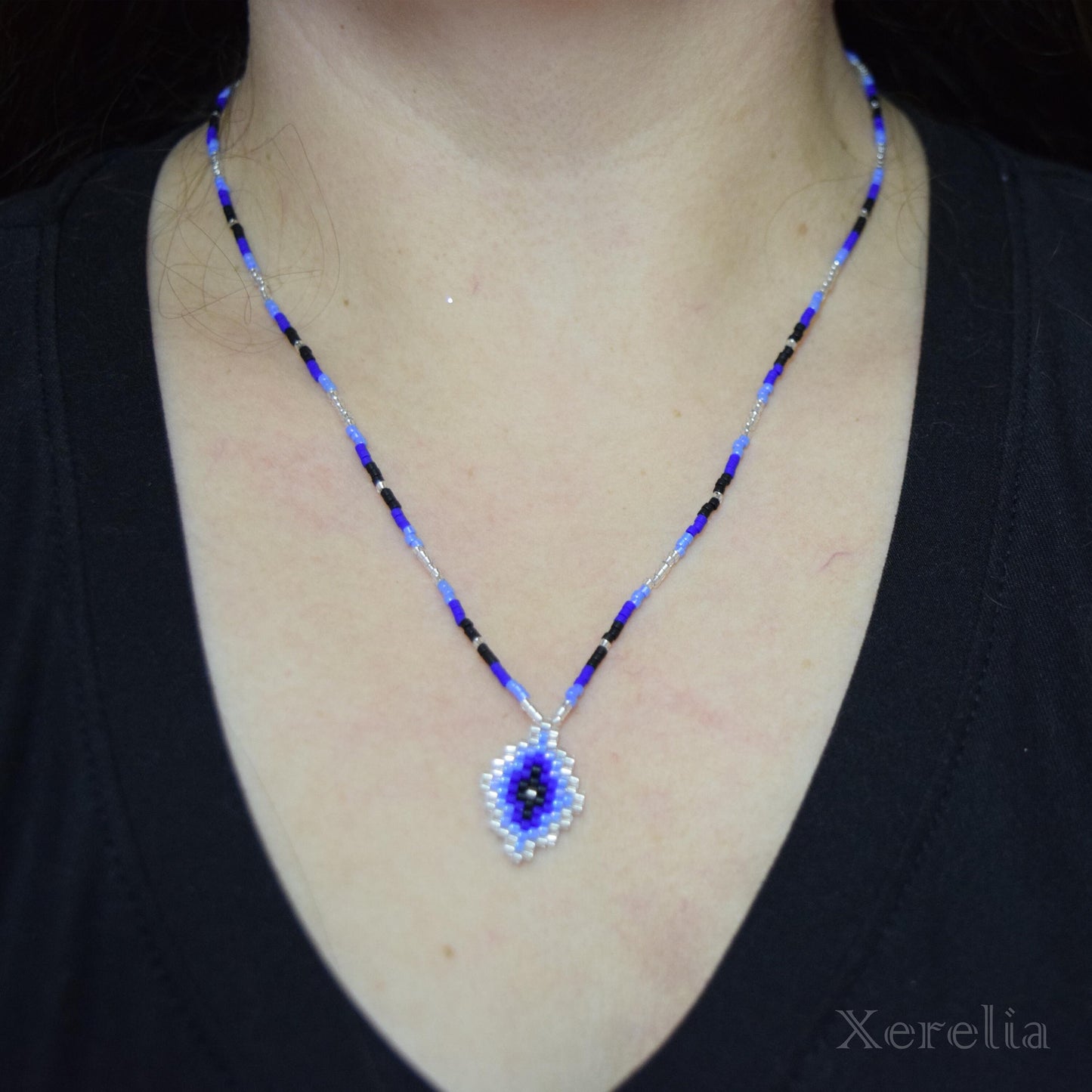 Blue and Silver Arabesque Necklace