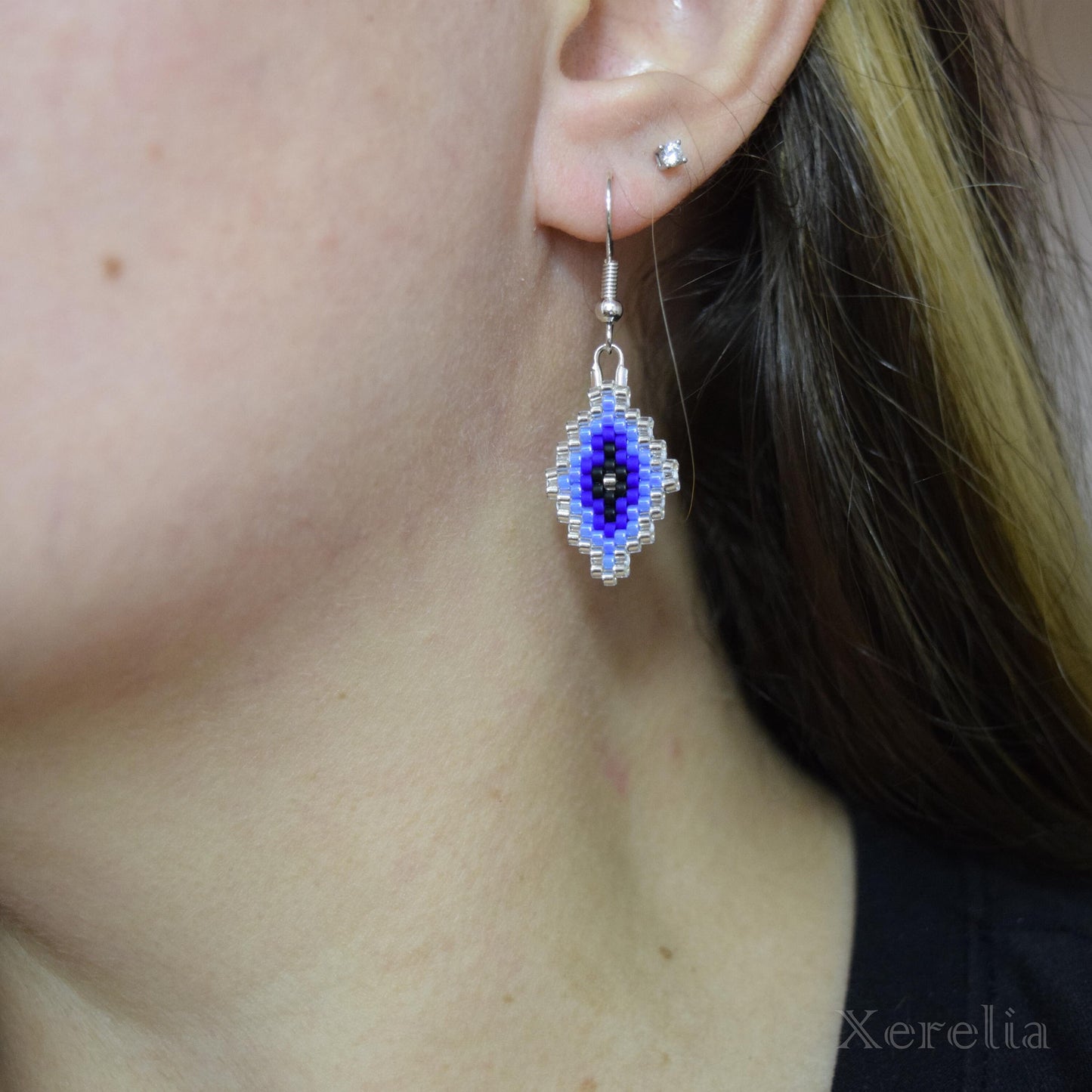 Blue and Silver Arabesque Earrings