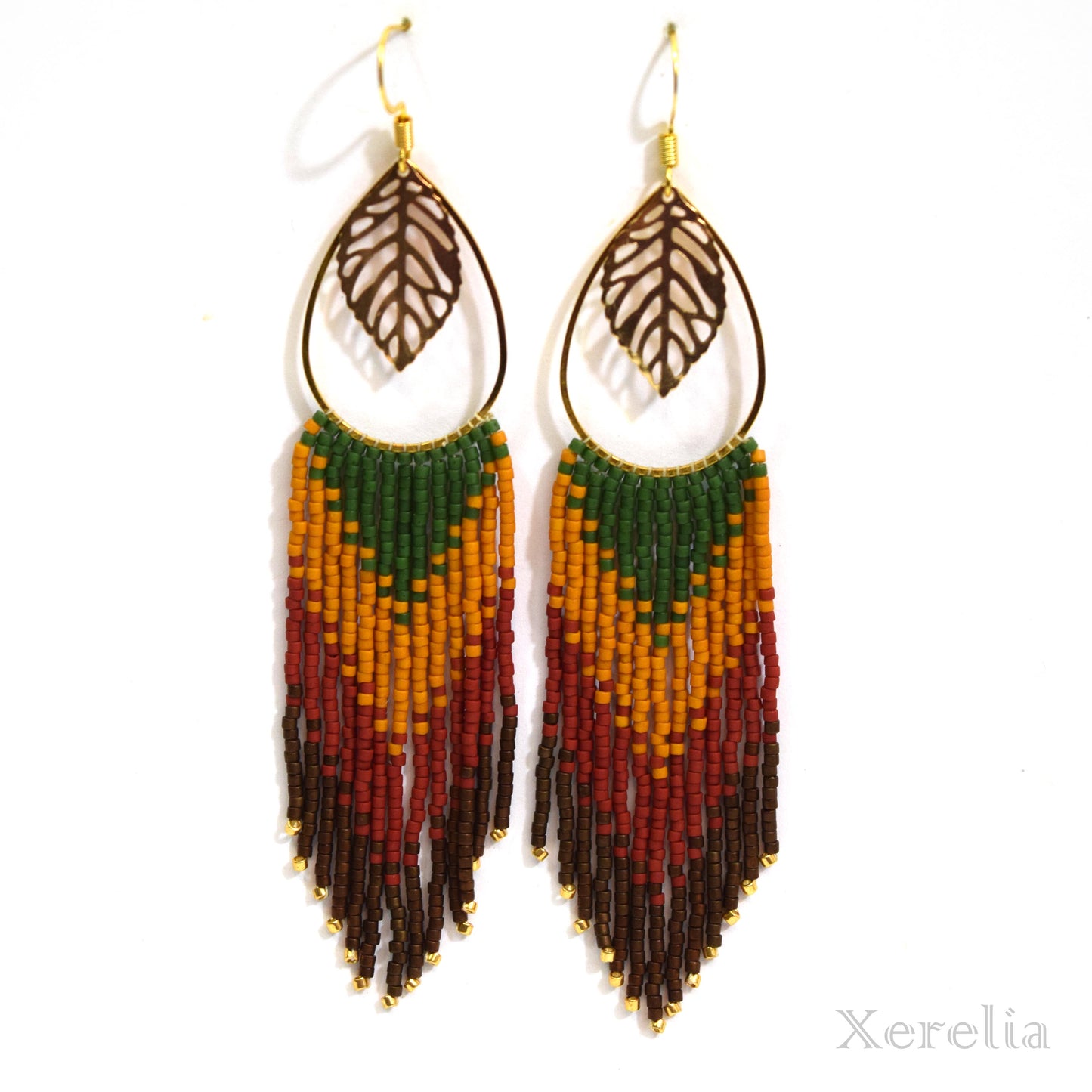 Golden Leaf Fringe Earrings