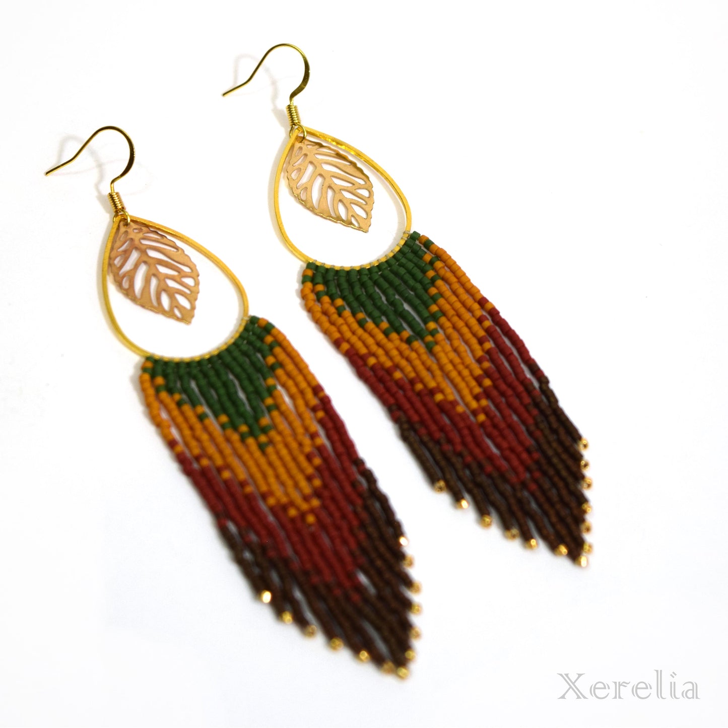 Golden Leaf Fringe Earrings