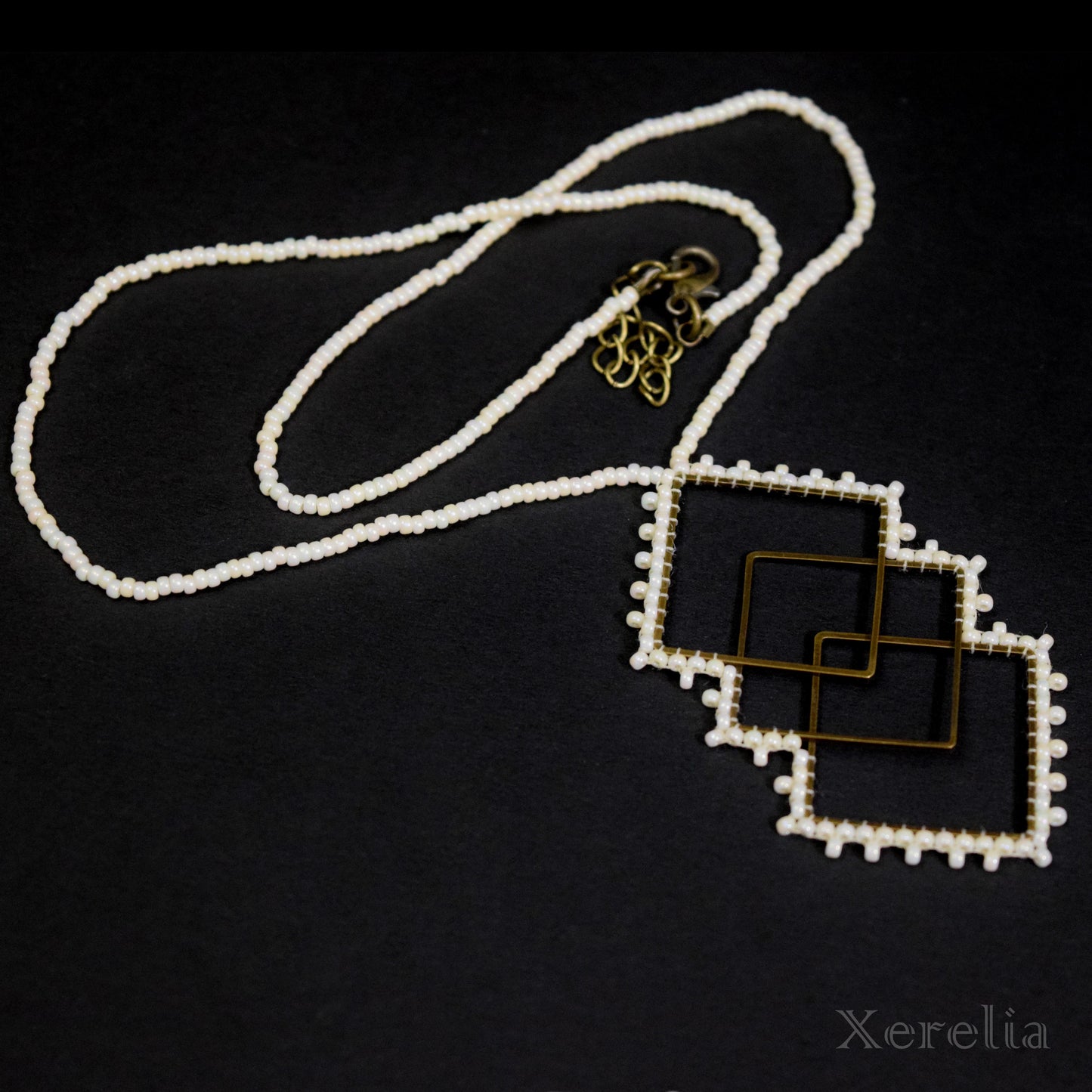 Lacy Mondrian Hoop Necklace