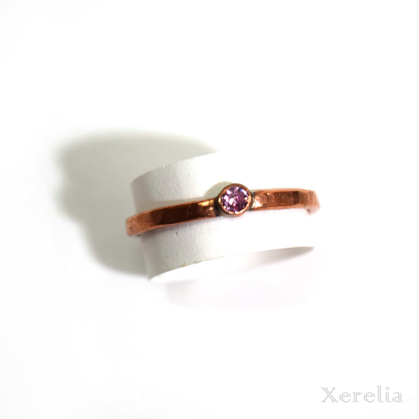 Pink Faceted Gem Copper Ring