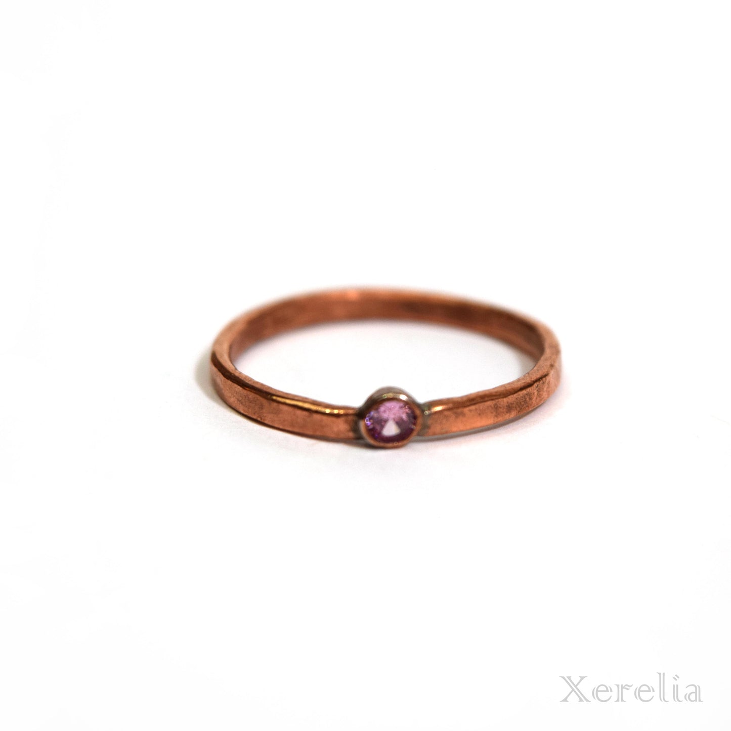 Pink Faceted Gem Copper Ring