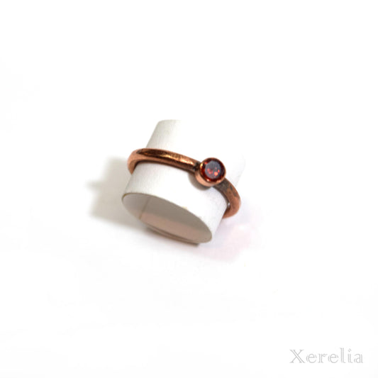 Red Faceted Gem Copper Ring