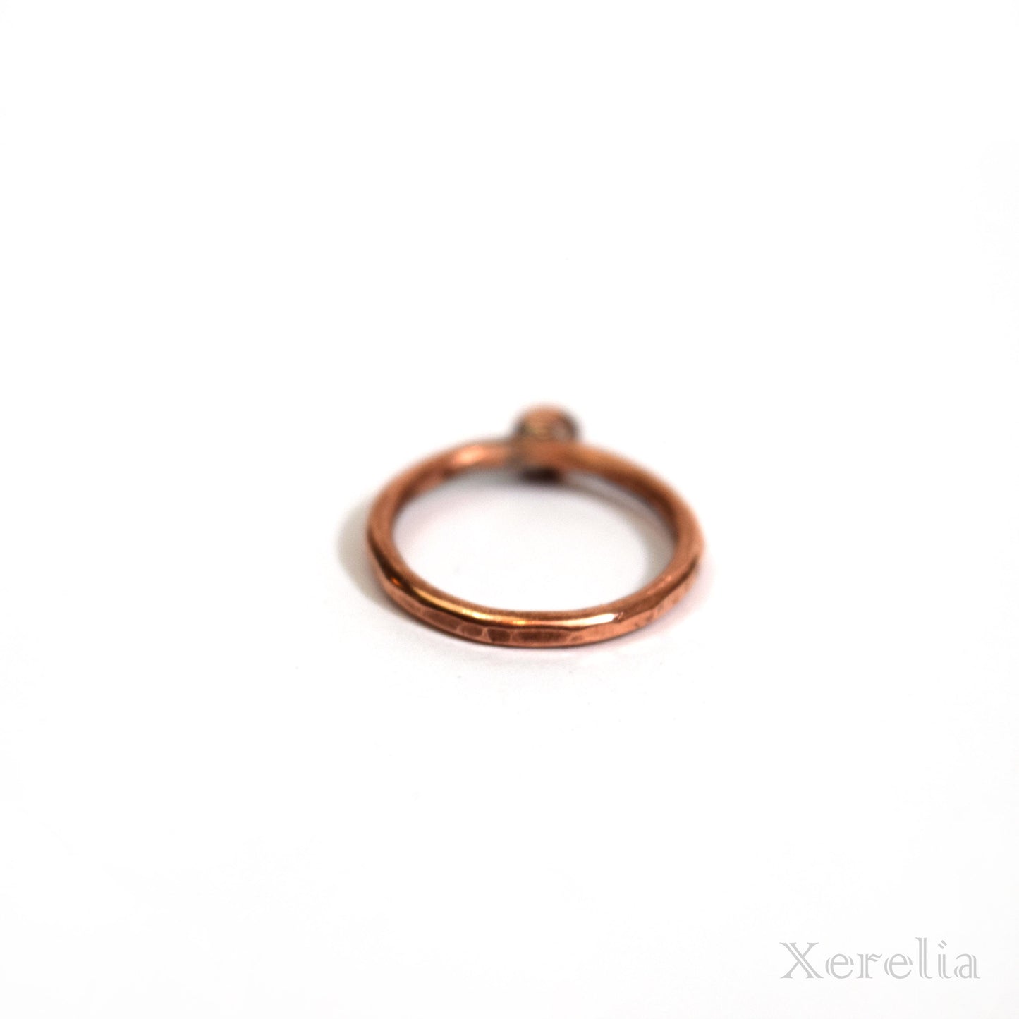 Red Faceted Gem Copper Ring