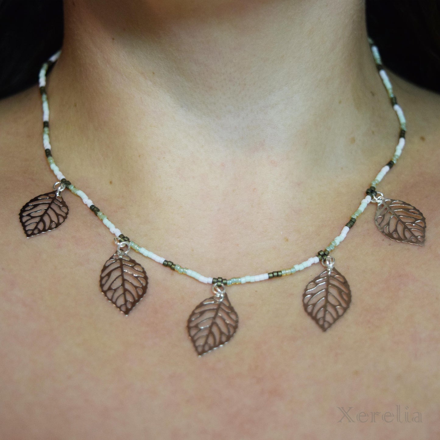 Silvery Leaf Necklace