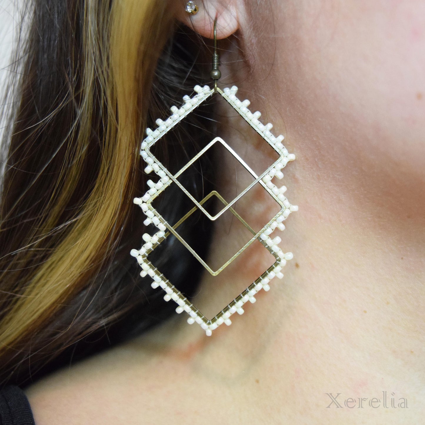 Lacy Mondrian Hoop Earrings