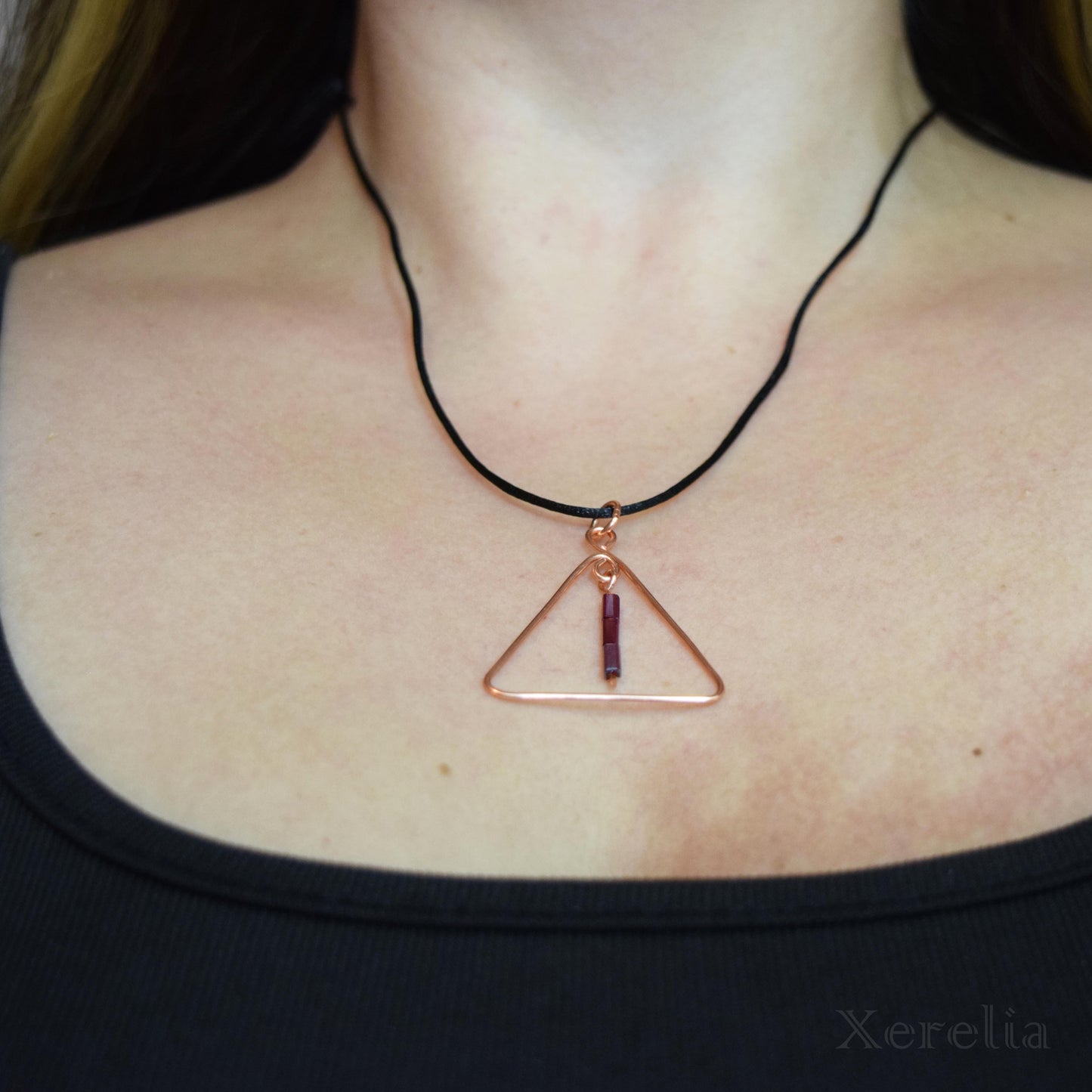 Copper Triangle Pendant Necklace