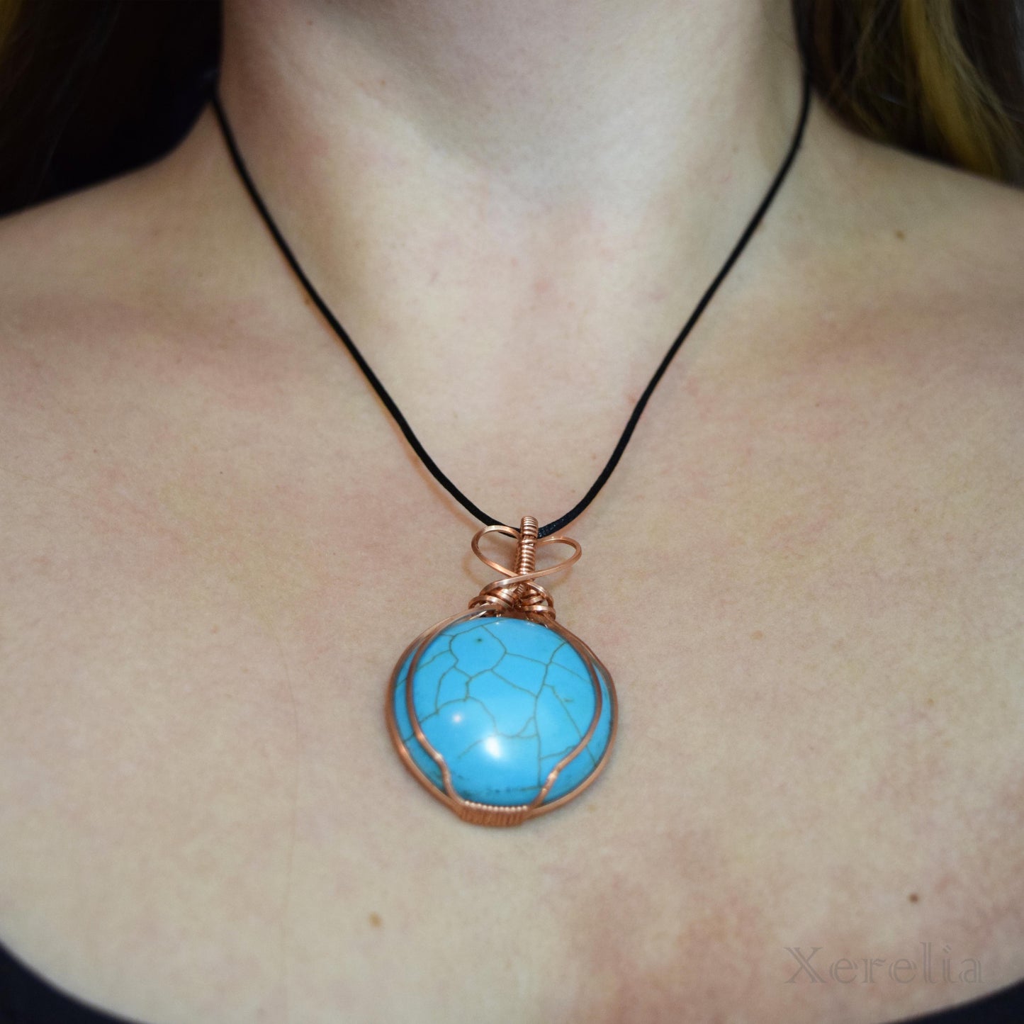 Heart Bail Turquoise Pendant Necklace