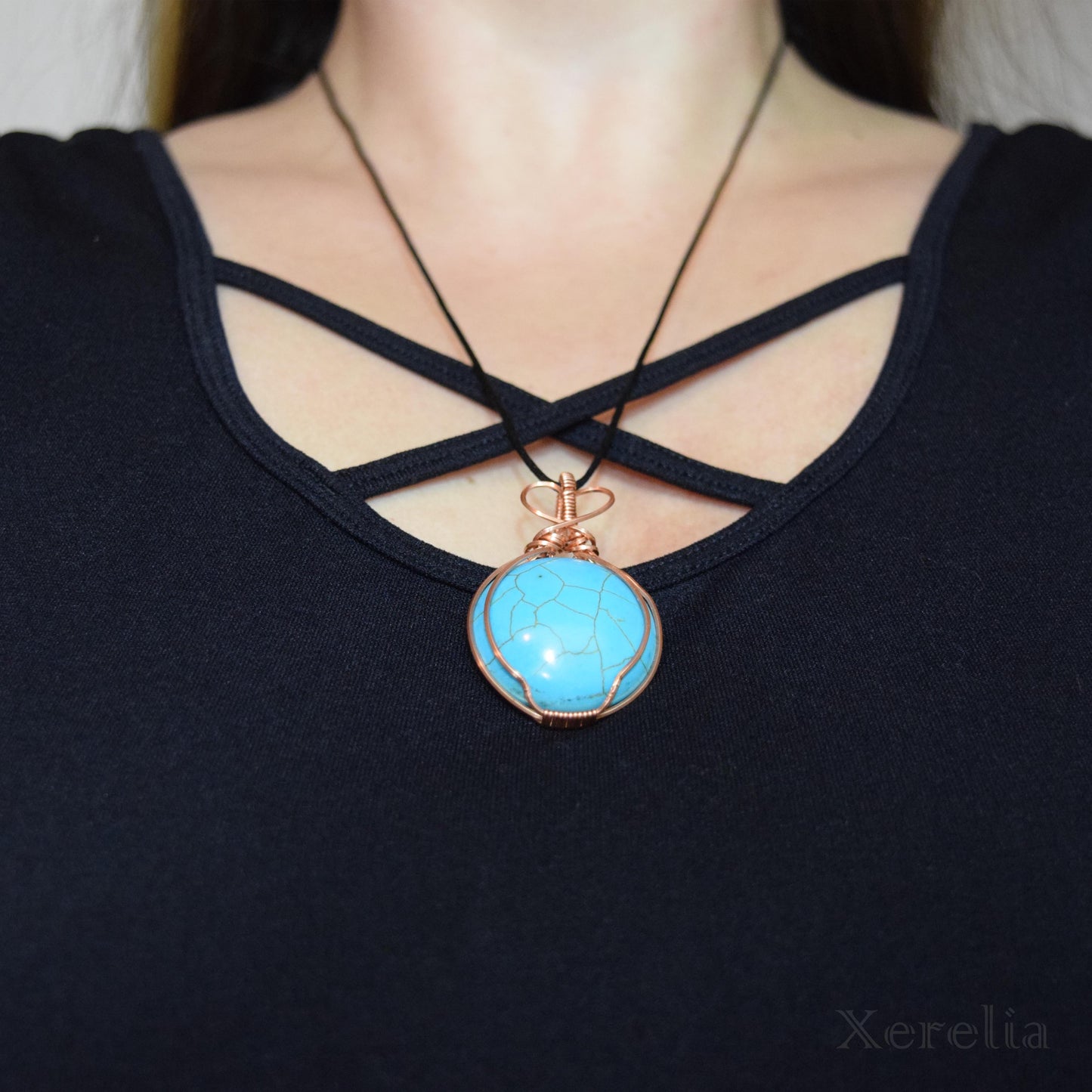 Heart Bail Turquoise Pendant Necklace