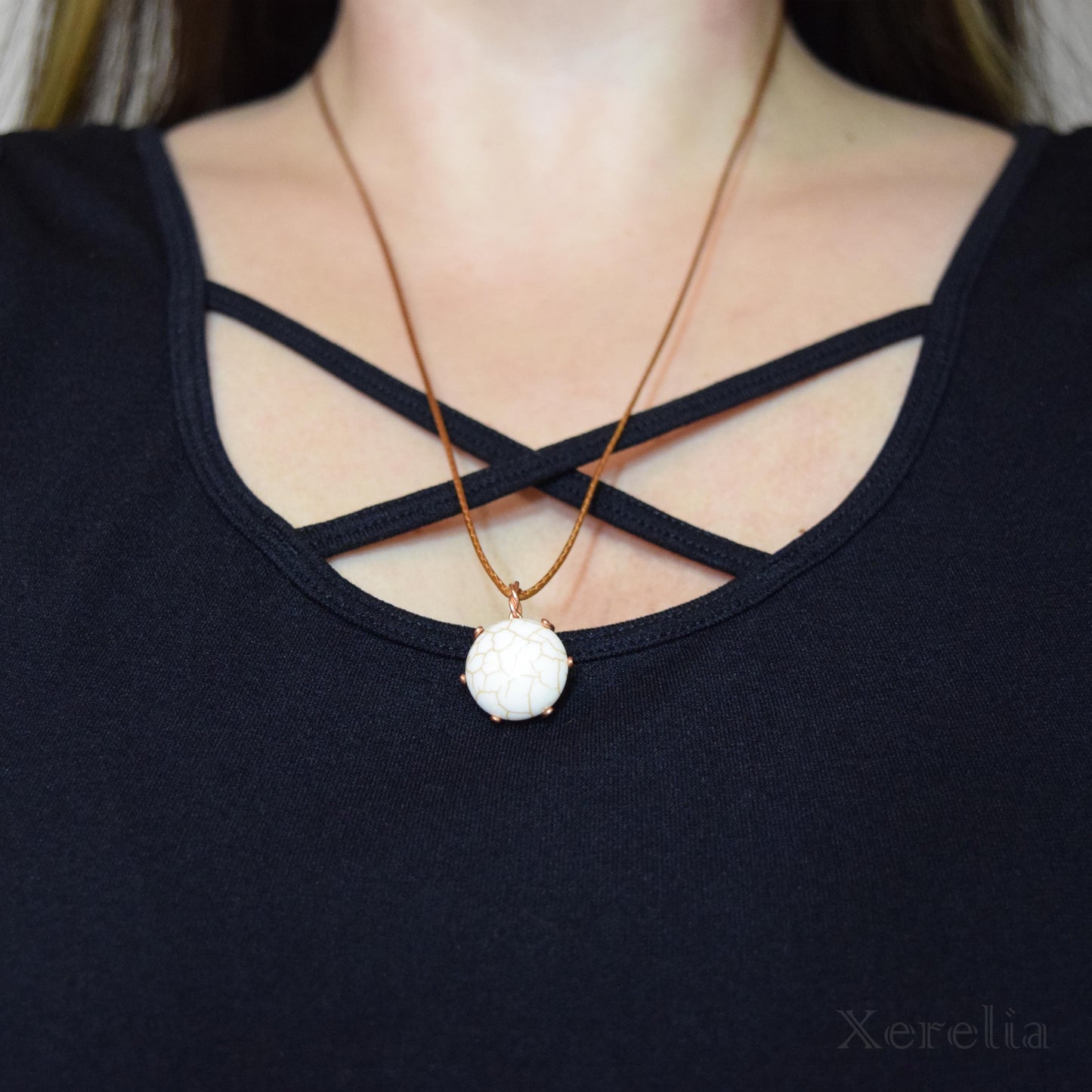 White Turquoise Pendant Necklace