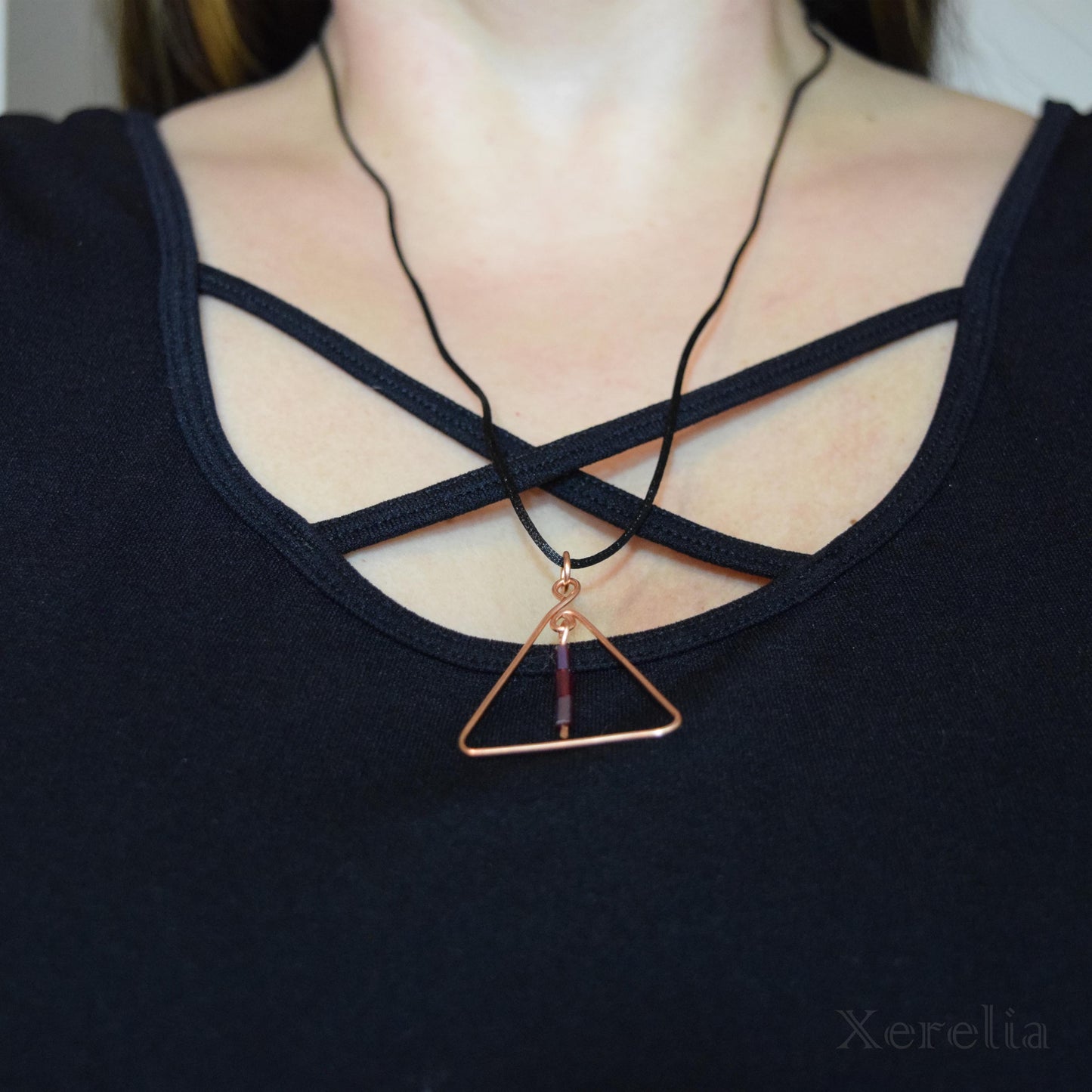 Copper Triangle Pendant Necklace