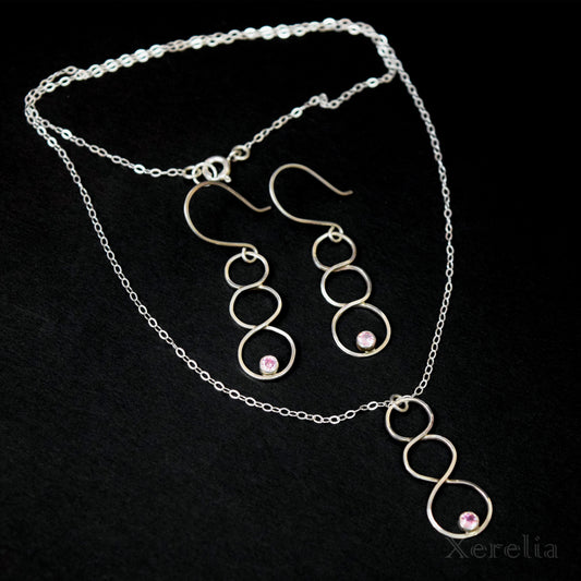 Pink Pulse Earring and Necklace Set