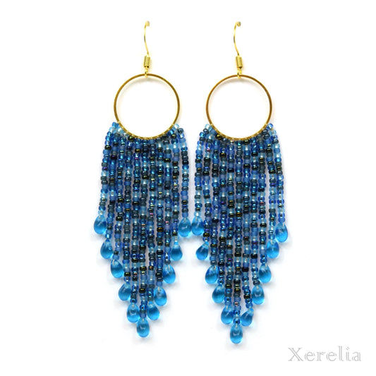 Deep Blue Sea Fringe Earrings