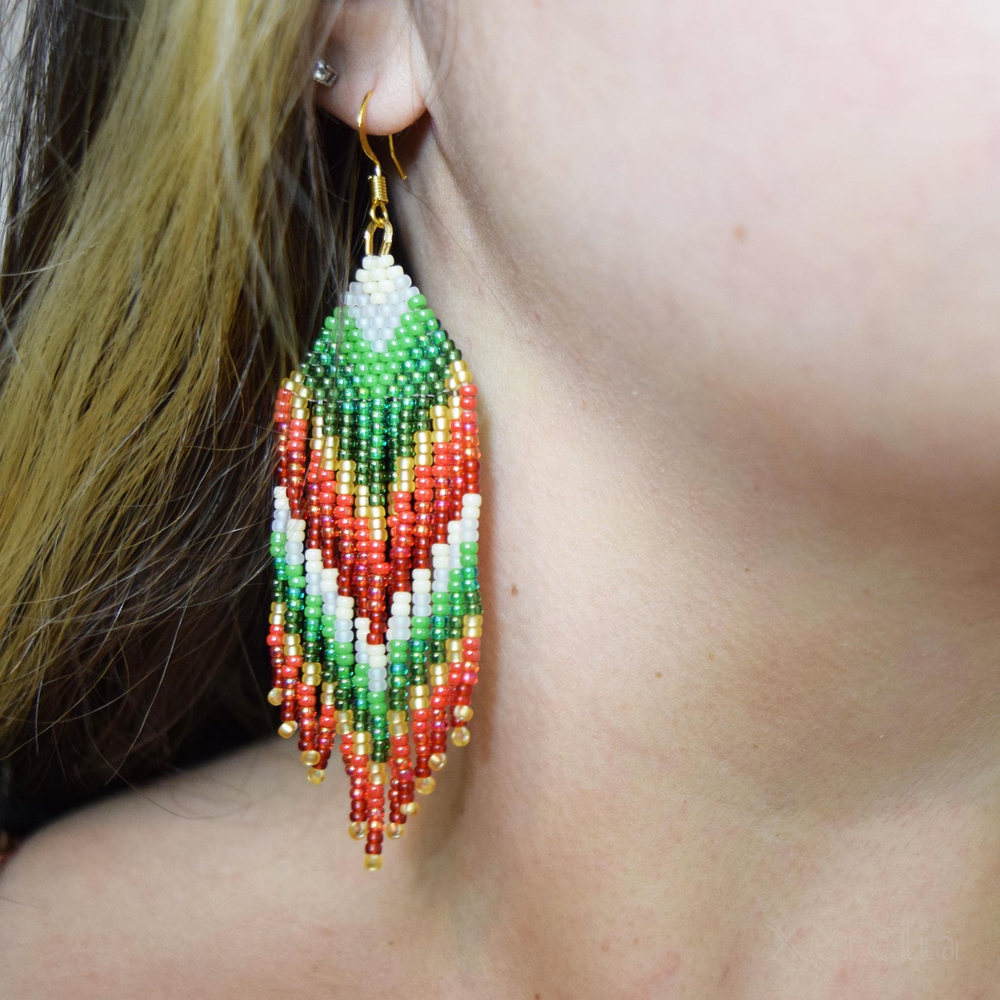 Vintage Christmas Fringe Earrings