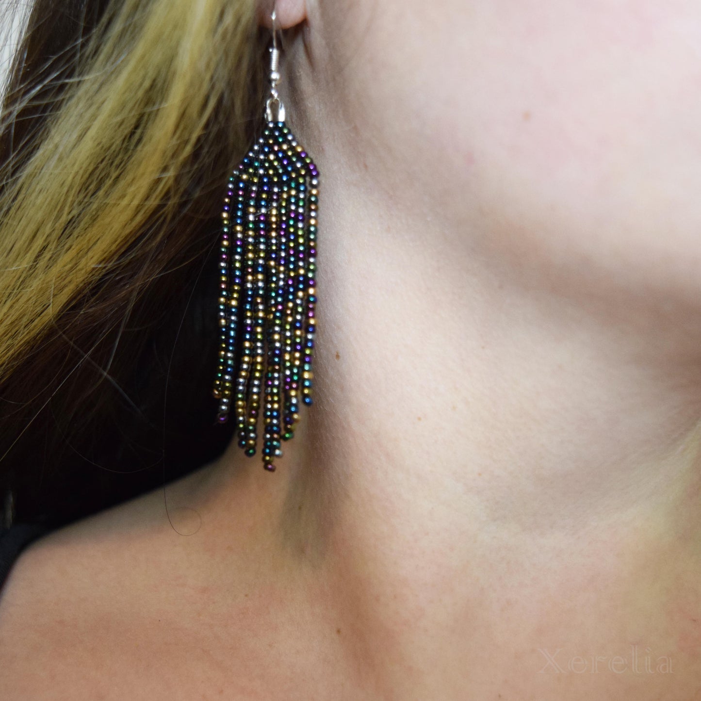 Metallic Rain Fringe Earrings