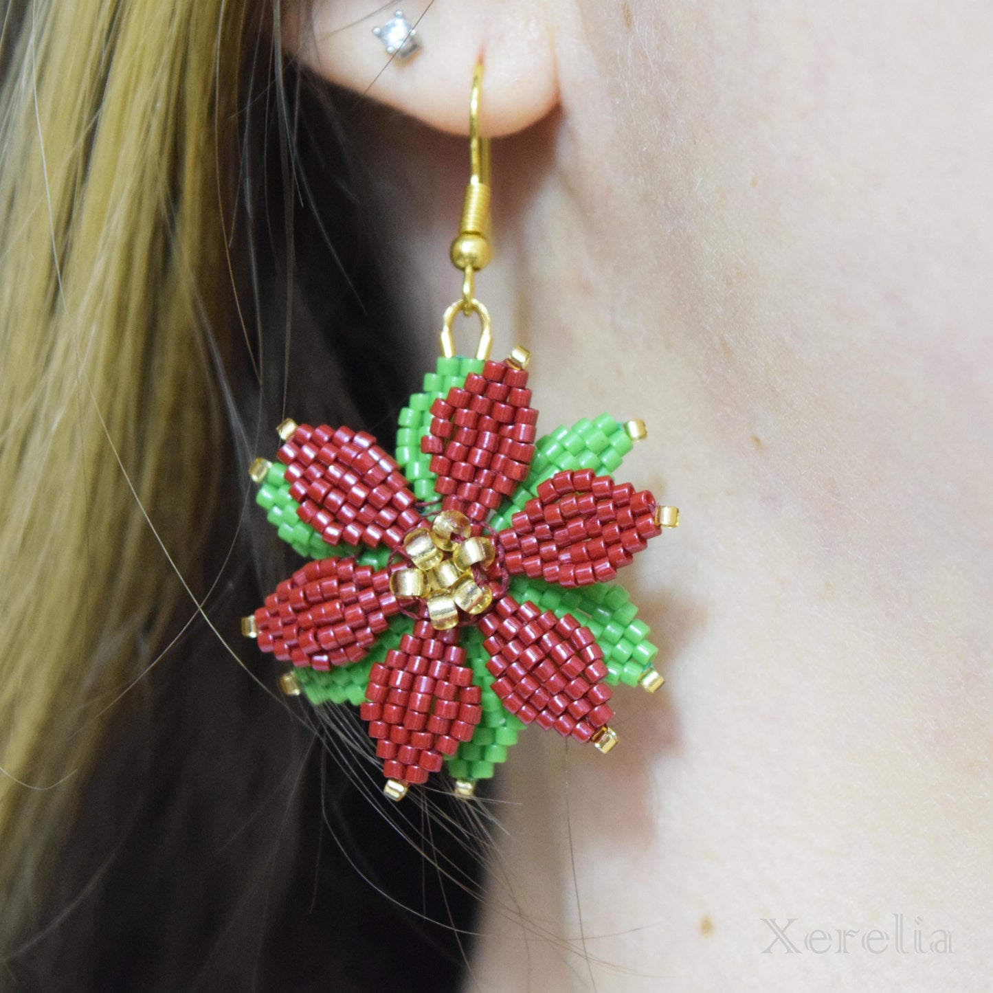 Poinsettia Earrings