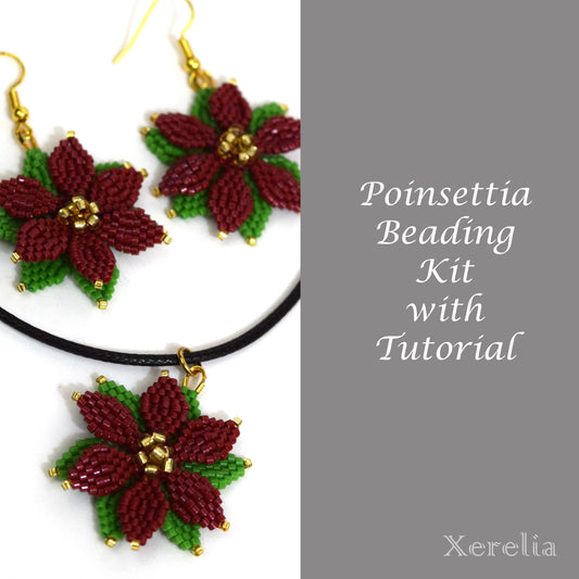 Beading Kit for Poinsettia Necklace/Earrings