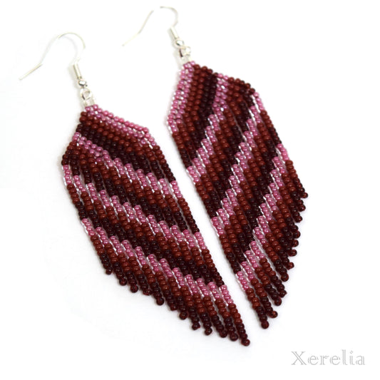 Valentine Stripe Fringe Earrings