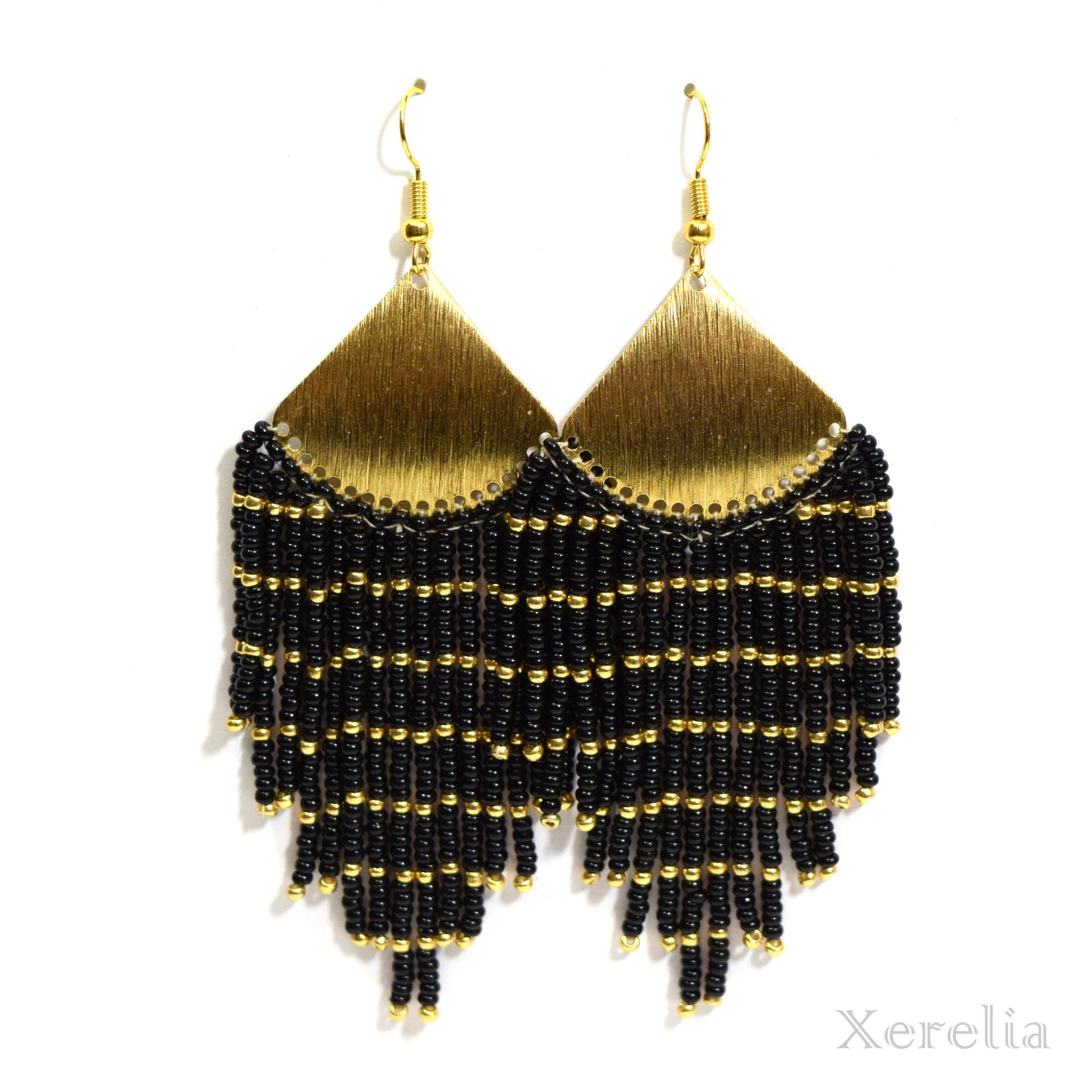 Gold Fan Fringe Earrings