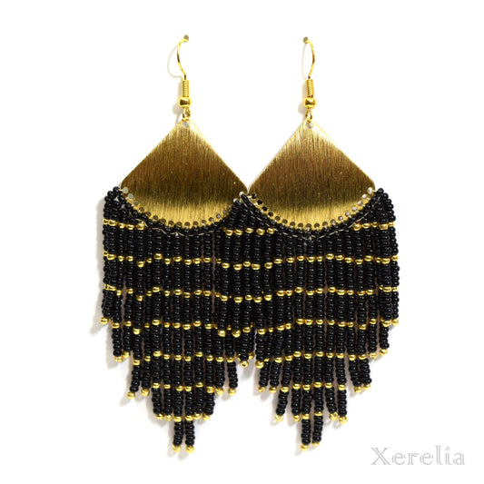 Gold Fan Fringe Earrings