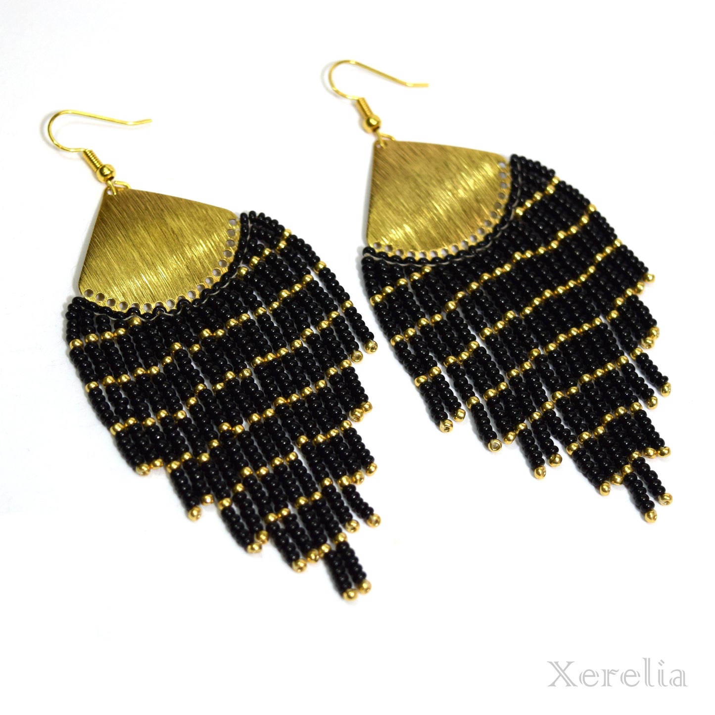 Gold Fan Fringe Earrings