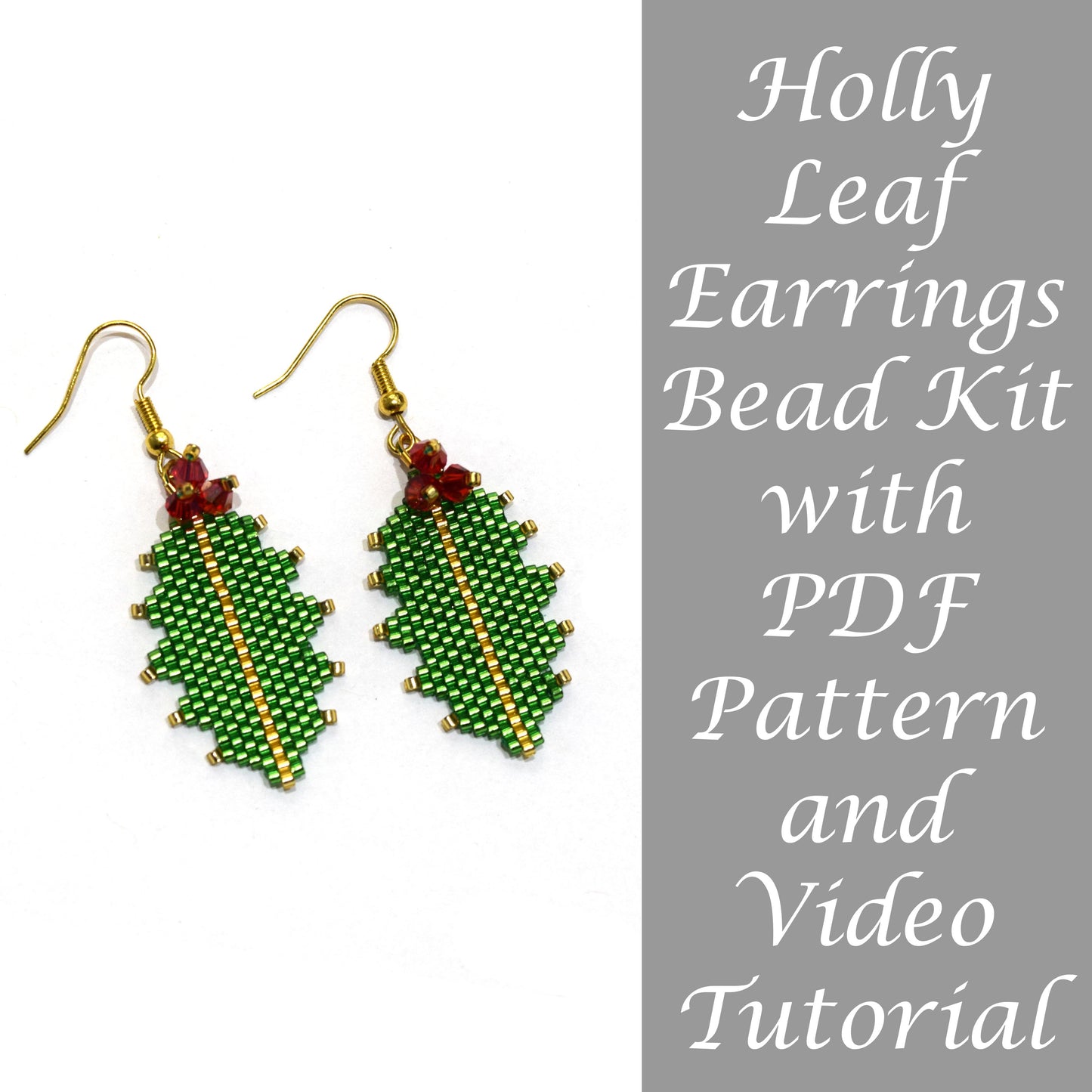 Beading Kit for Holly Leaf Earrings