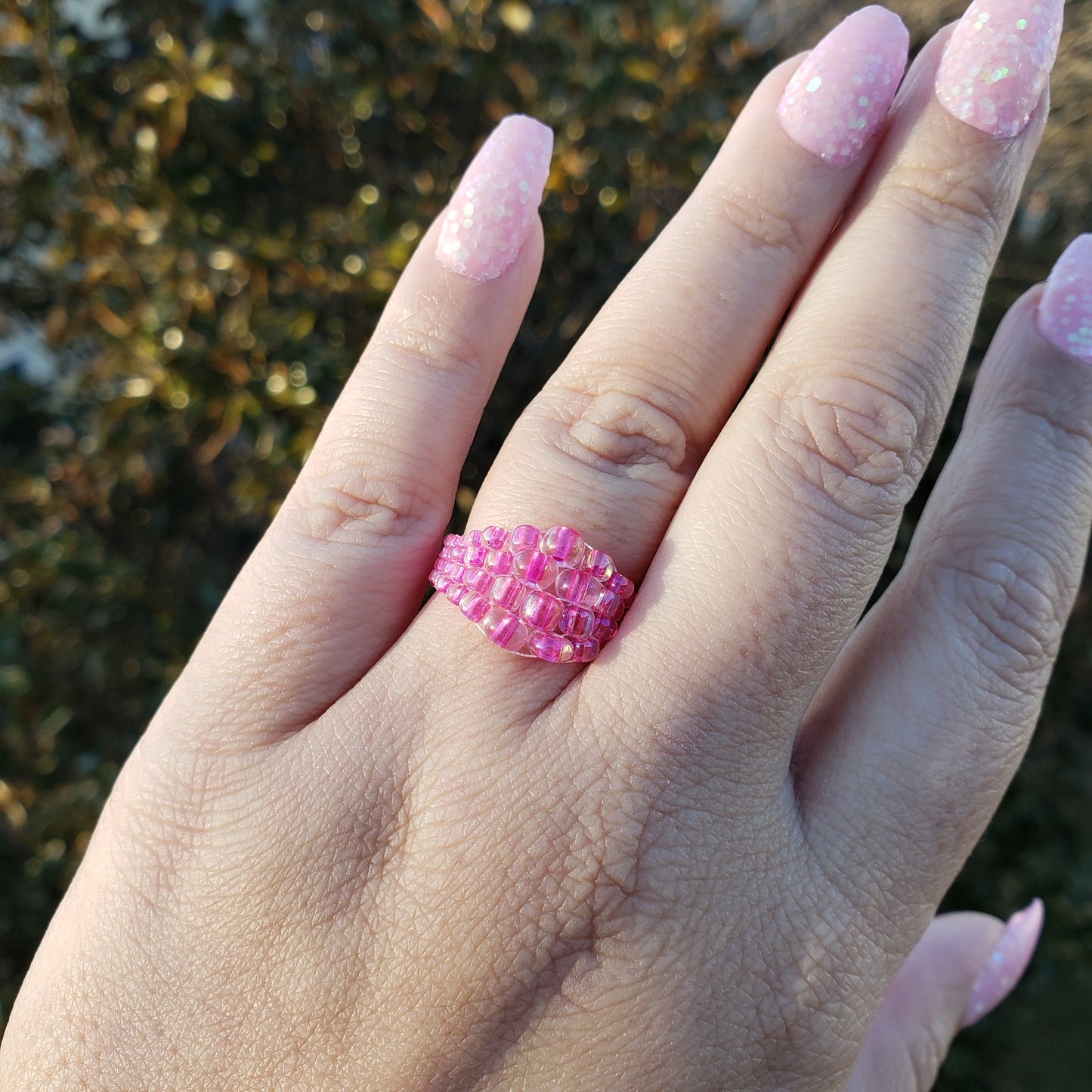 Bright Pink Bubble Ring