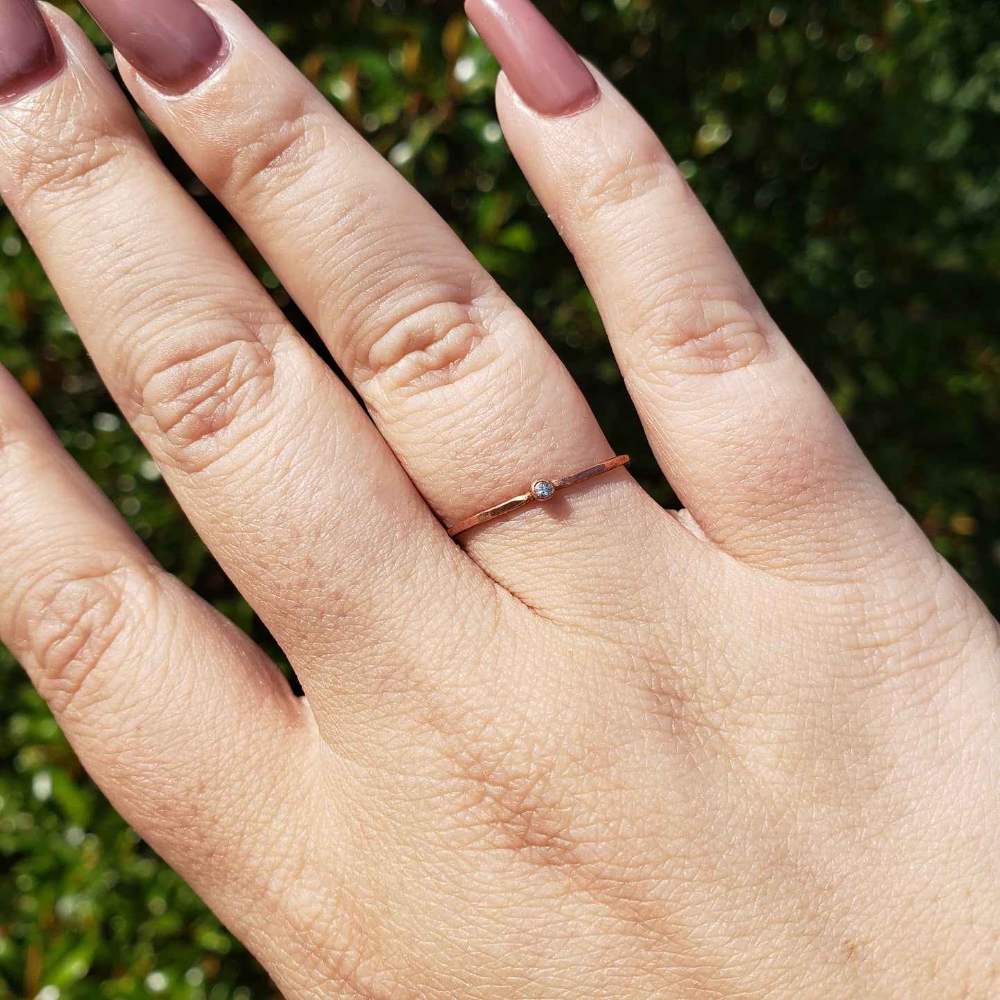 Tiny Moissanite and Copper Ring