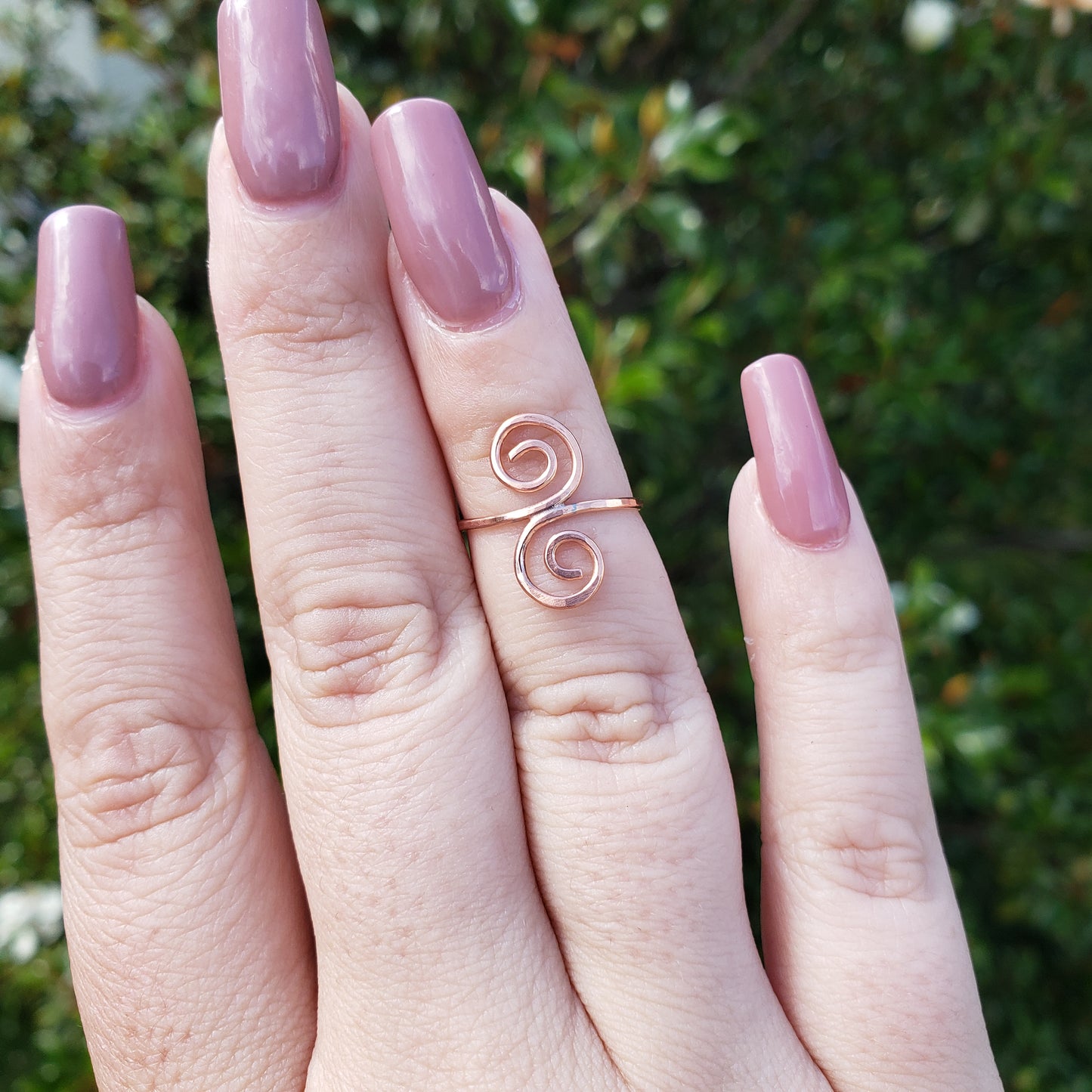 Small Copper Swirl Ring