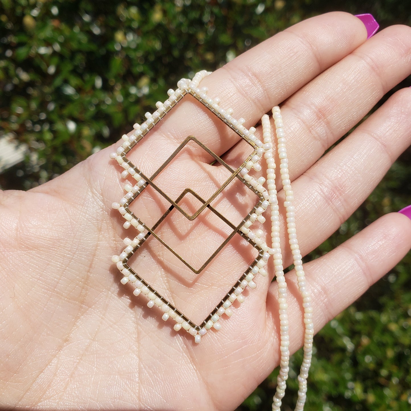 Lacy Mondrian Hoop Necklace