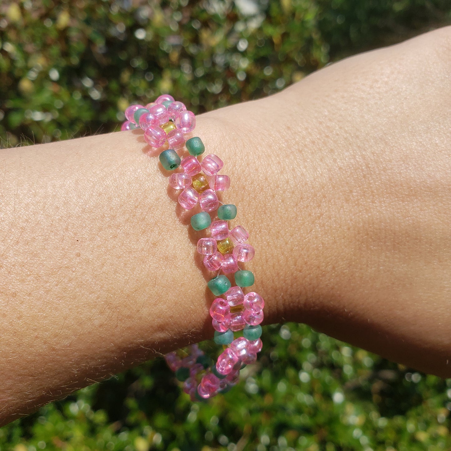 Pink Flower Bracelet