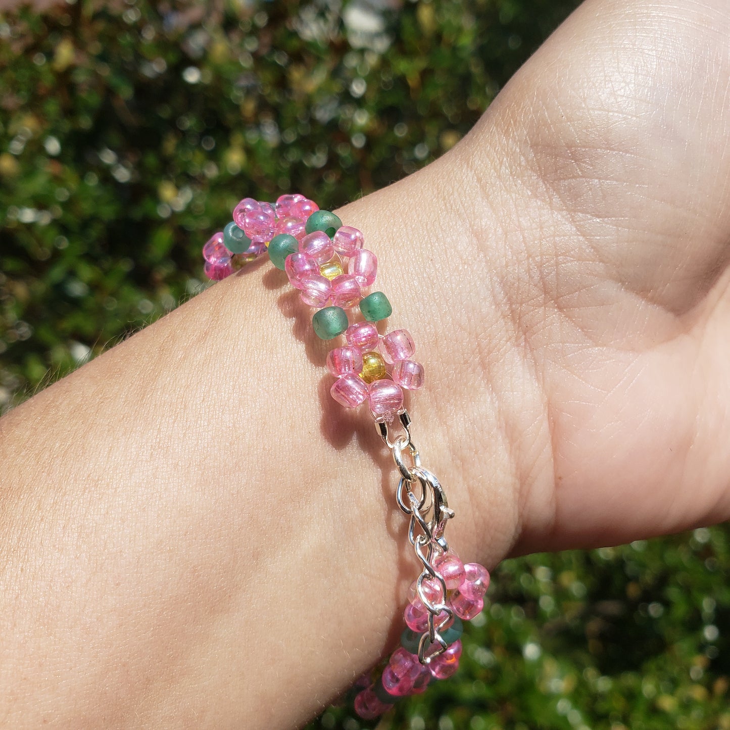 Pink Flower Bracelet