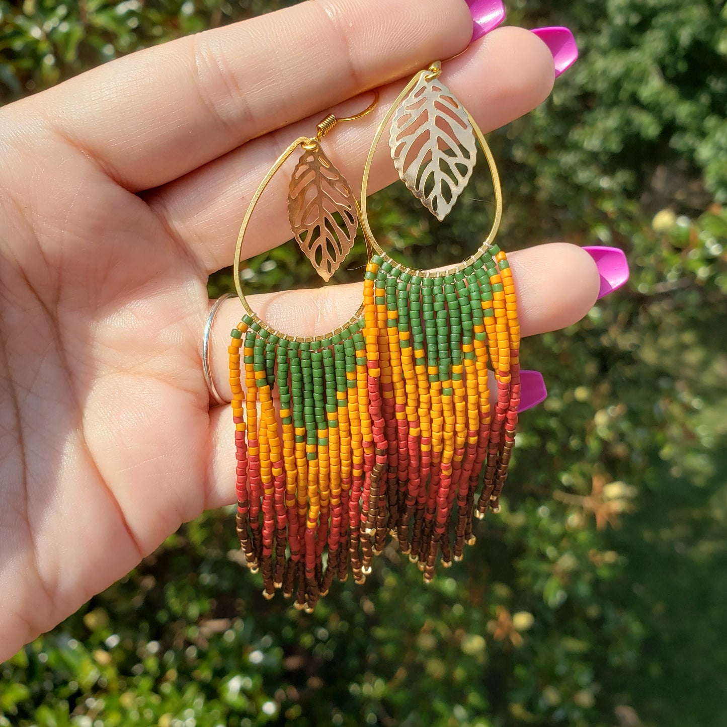 Golden Leaf Fringe Earrings