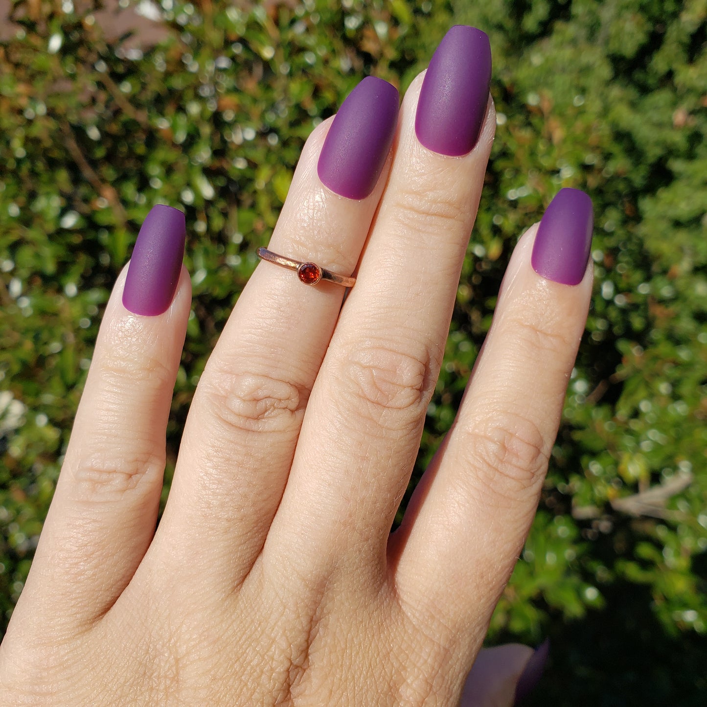 Red Faceted Gem Copper Ring