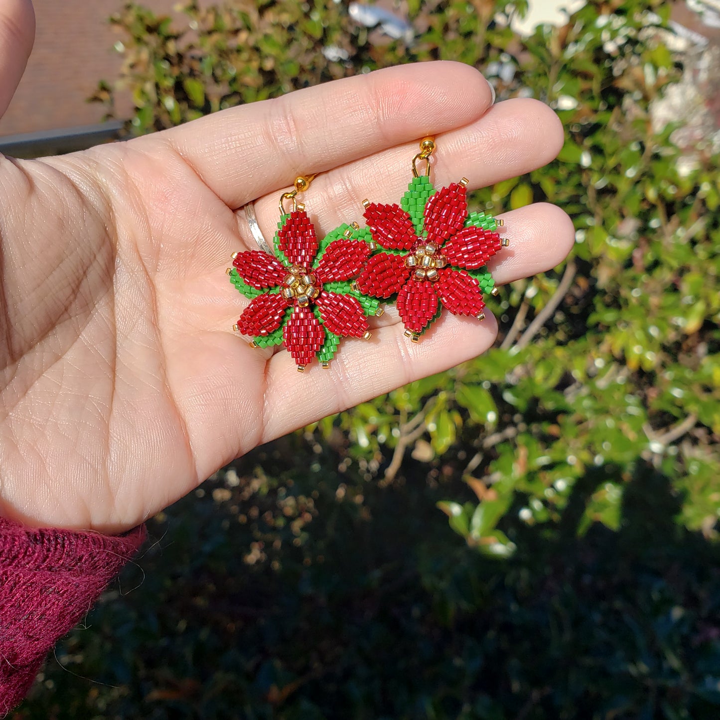 Poinsettia Earrings