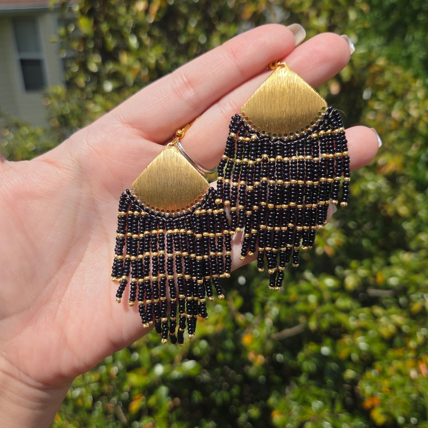 Gold Fan Fringe Earrings